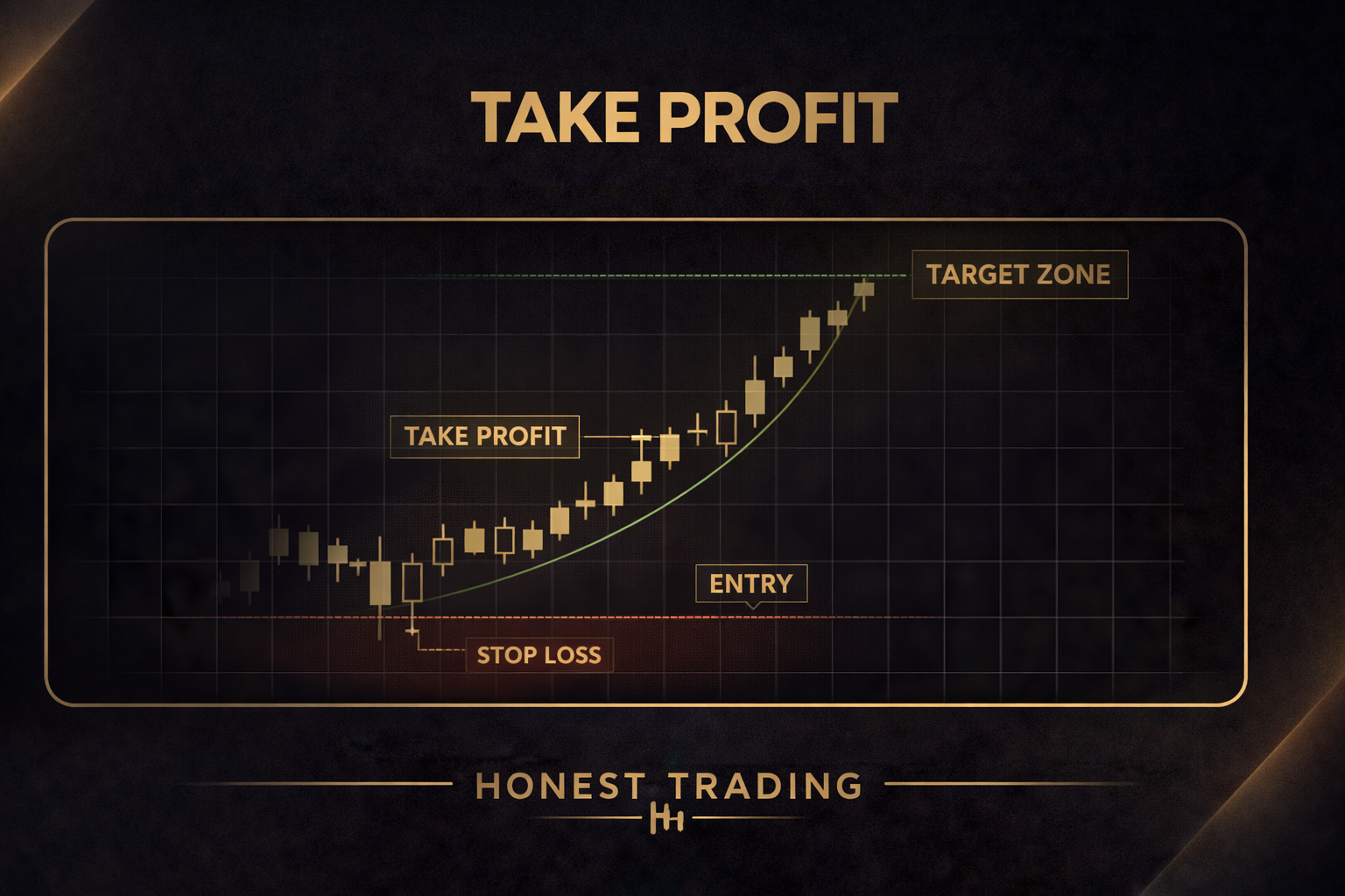 Honest Trading thumbnail showing a take-profit target on a trading chart